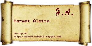 Harmat Aletta névjegykártya